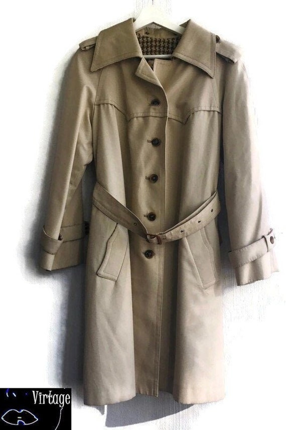 70s Trench Coat beige A-lined Womens Transitional… - image 2