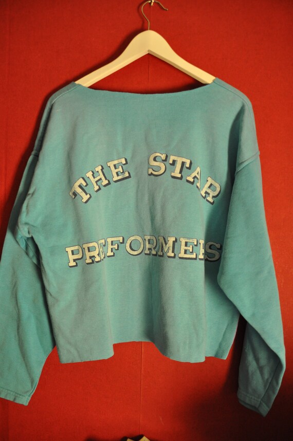 Vintage 80s Sweatshirt printed graphic pastel Aqu… - image 5