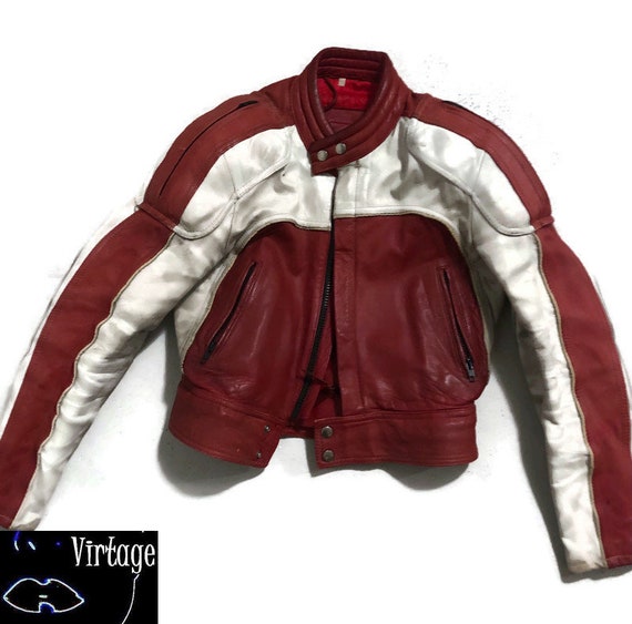 Off White Womens Field Jkt Print Leather Jacket Red White