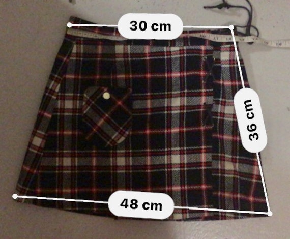 60s70s miniskirt mod Plaid  Black Red Checkered M… - image 6