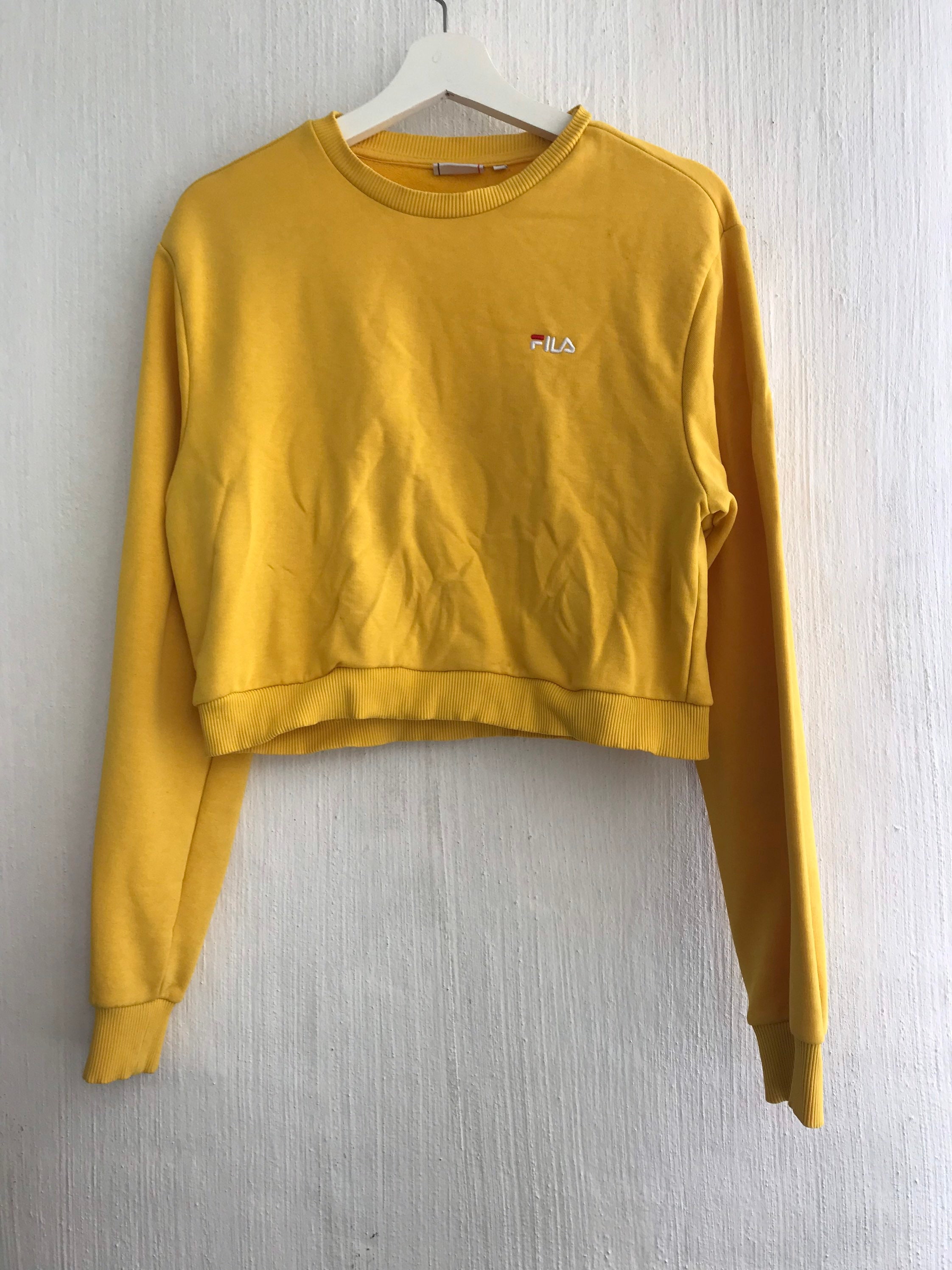 Cropped Fila Yellow Sweatshirt Size Xs - Etsy