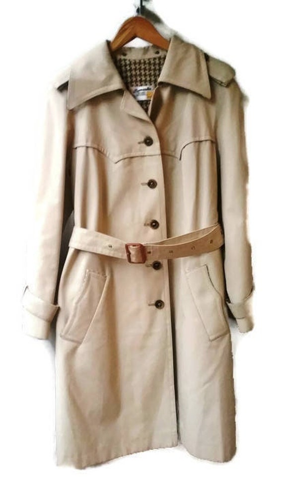 70s Trench Coat beige A-lined Womens Transitional… - image 3