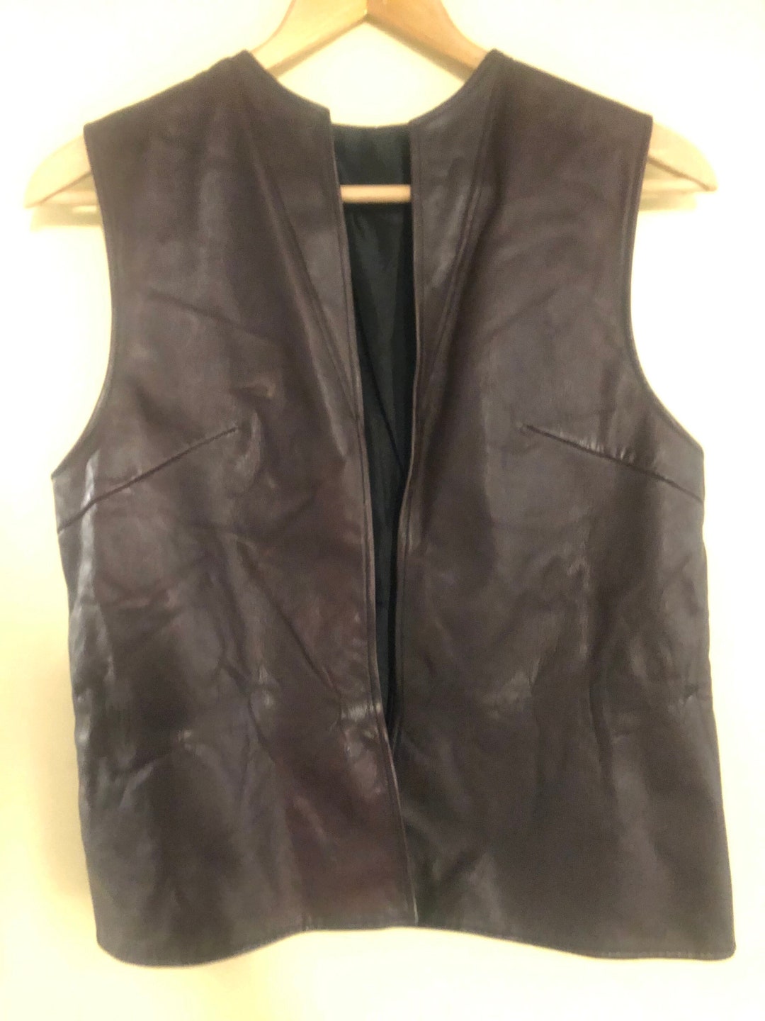 70s Vest Leather Brown Vest Womens Size S - Etsy
