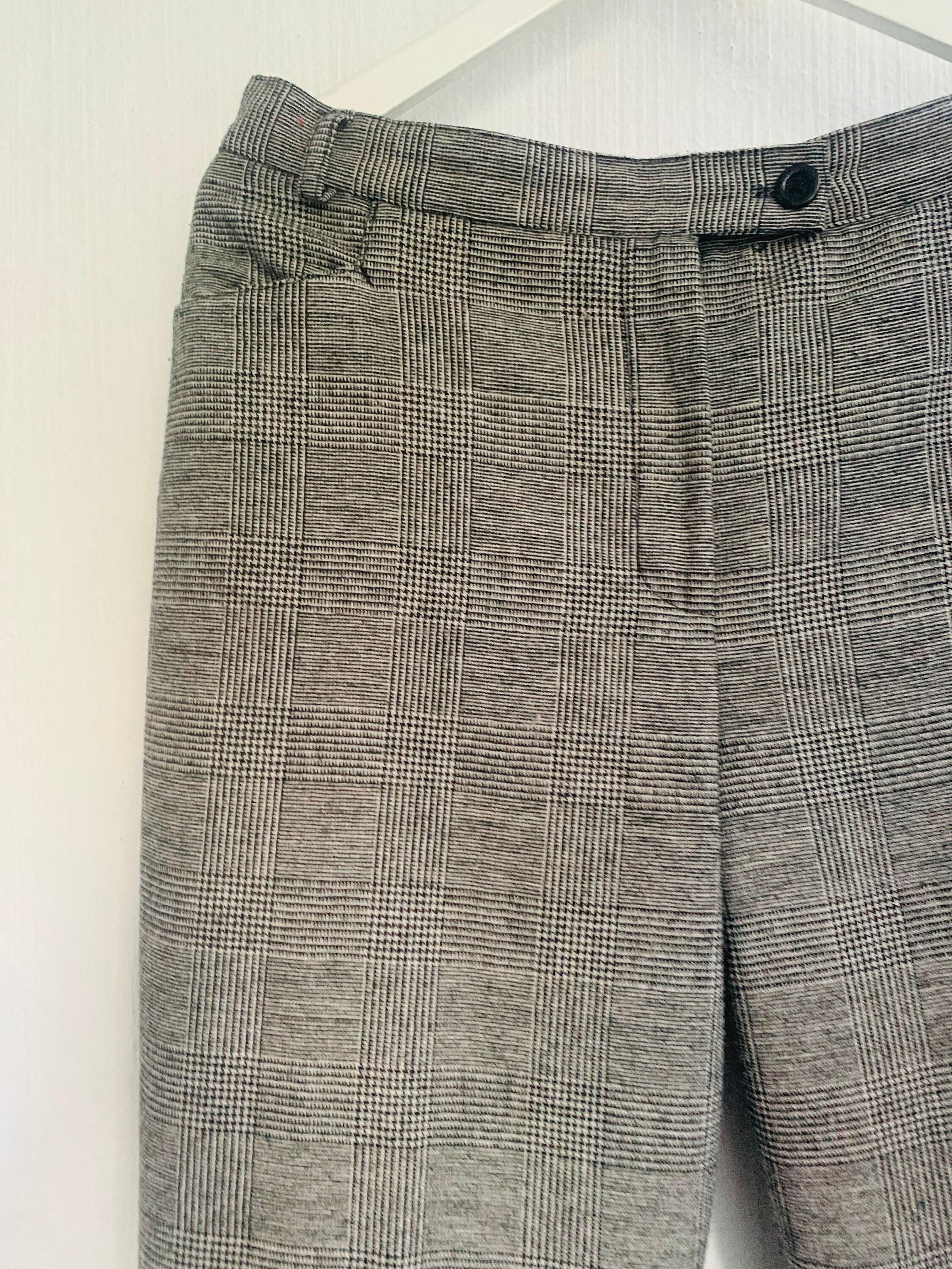 パンツ 90-00's old Check Wool-Blend Wide Slacks Vince Womens HIGH Rise Wool Blend Plaid Trouser, Heritage