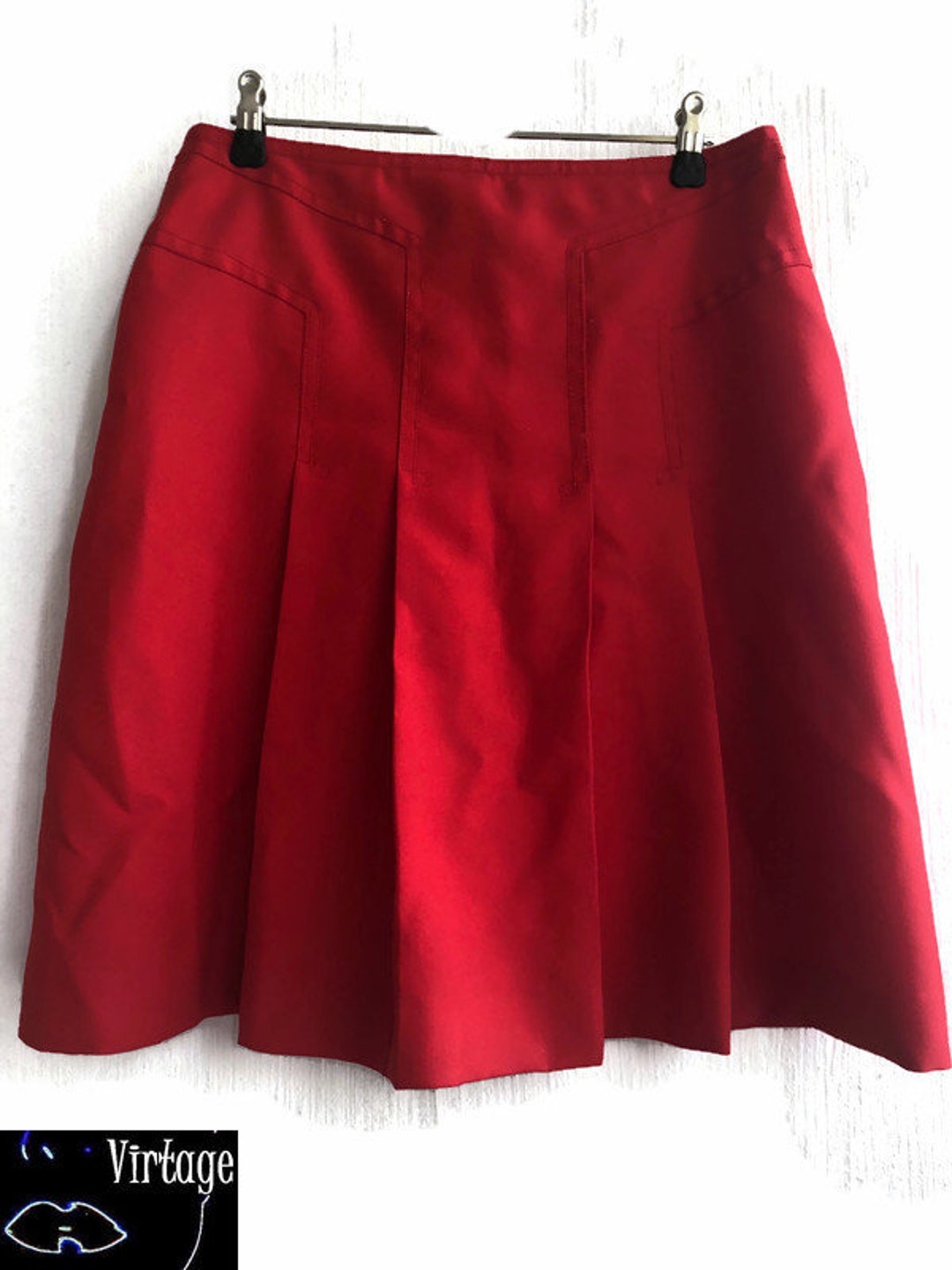 70s Skirt Miniskirt Pleated School Girl Red a Lined Skirt Size - Etsy