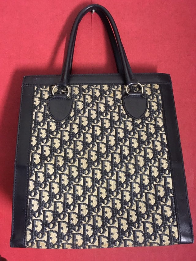 80年代ヴィンテージのディオールモノグラムトートバッグ：ネイビー