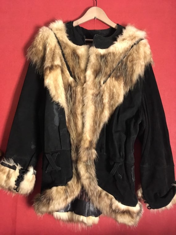 Vintage coat Daniel Hechter Suede  Real FurDecor … - image 3