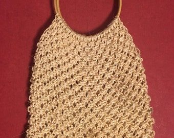 MACRAME BAG beige & 1970s vintage bag/ Macrame Bag Handbag