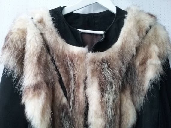 Vintage coat Daniel Hechter Suede  Real FurDecor … - image 4