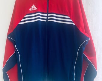 Adidas Vintage Red and White Zip up Track Track Top Jacket