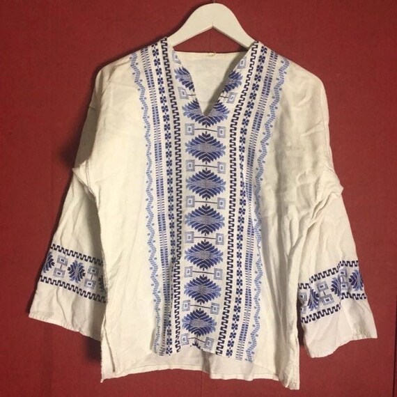 blue peasant top