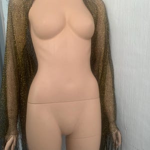 Crop top longsleeve bolero shrug sheer gold black