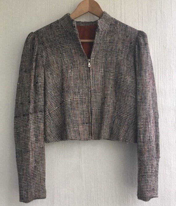 60s jacket tweed zip up womens transitional seaso… - image 1