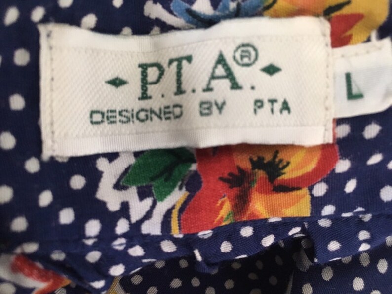 Vintage 80s skirt blue floral ankle length buttoning size m