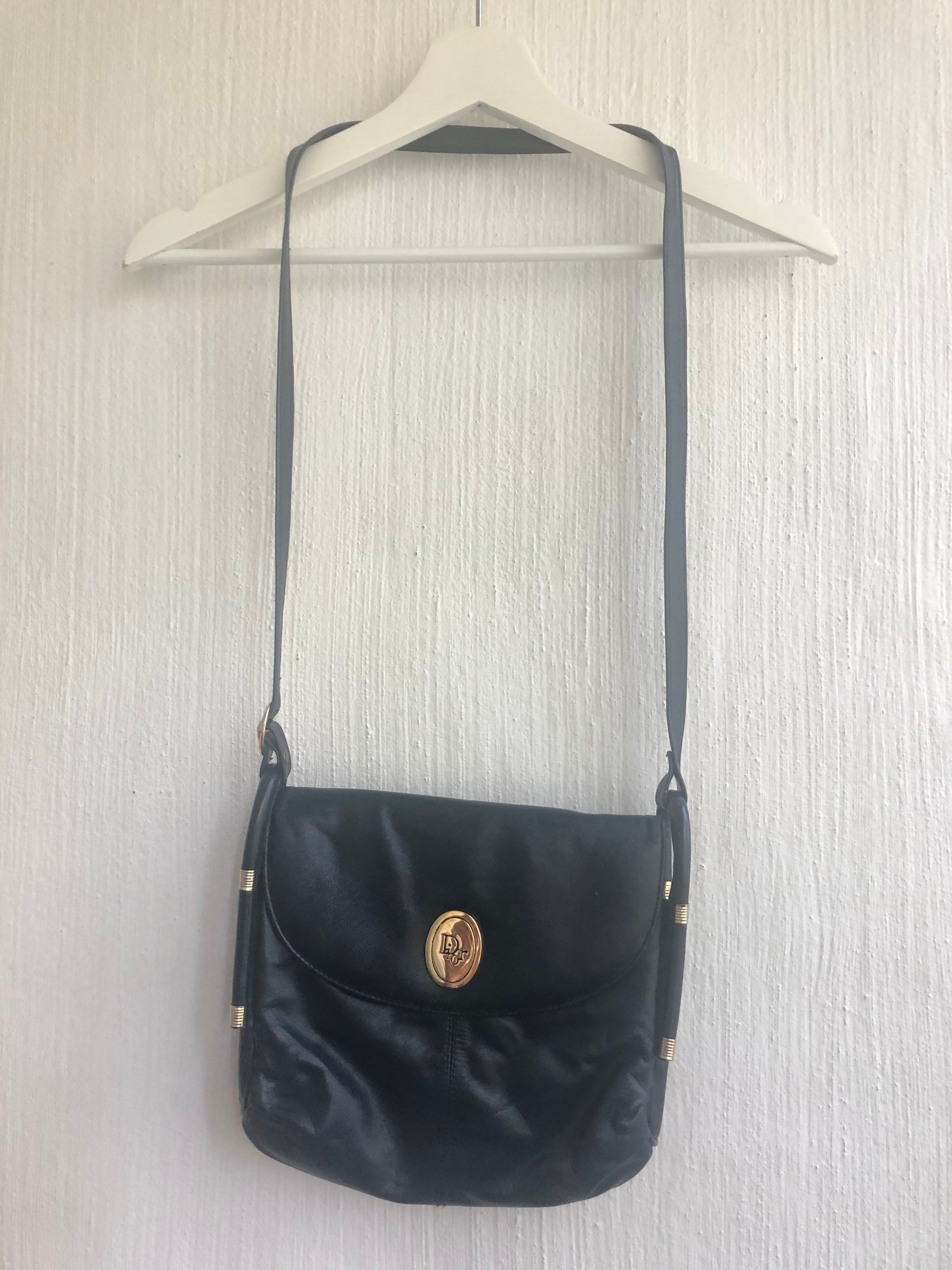 1980s Handbag Dior navyblue leather medium size bag 3 | Etsy