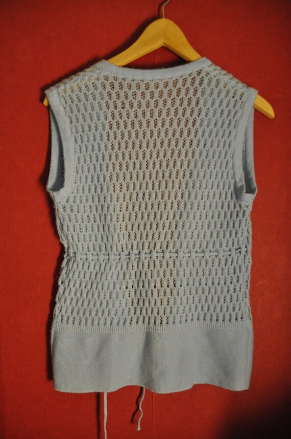 70s Knitted vest Pointelle Textured Lightweight L… - image 5