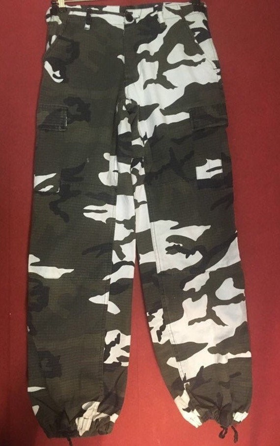 Cargo Pants Mil Tec Camouflage Black White Midrise Combat - Etsy