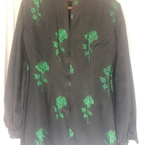 60s70s minidress black floral rose lamee smaragd  dress Size xs