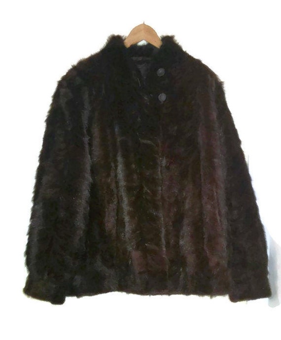 vintage Fur Coat womens Mink Fur Coat dark Brown