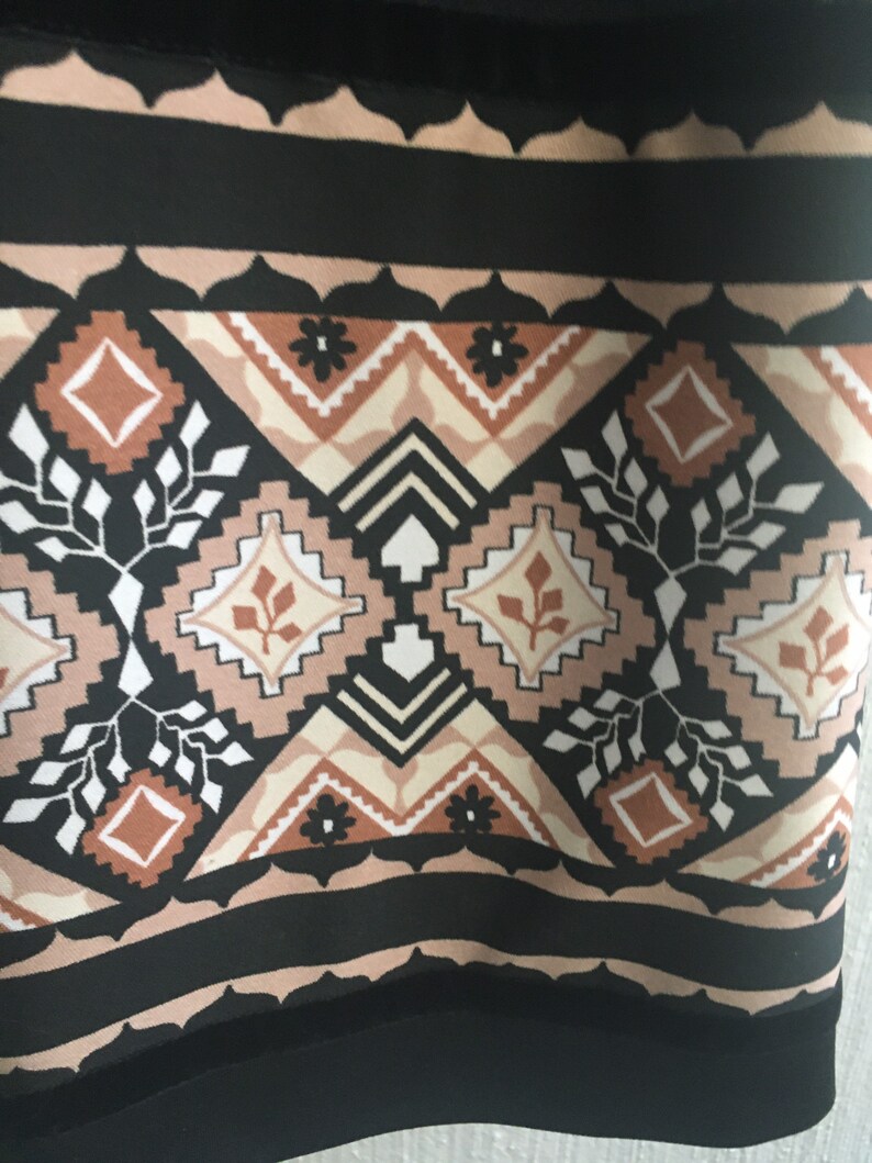 70s dress aplak black patterned longsleeved size 36 xs