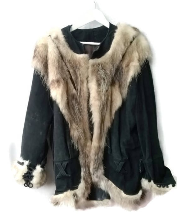 Vintage coat Daniel Hechter Suede  Real FurDecor … - image 10