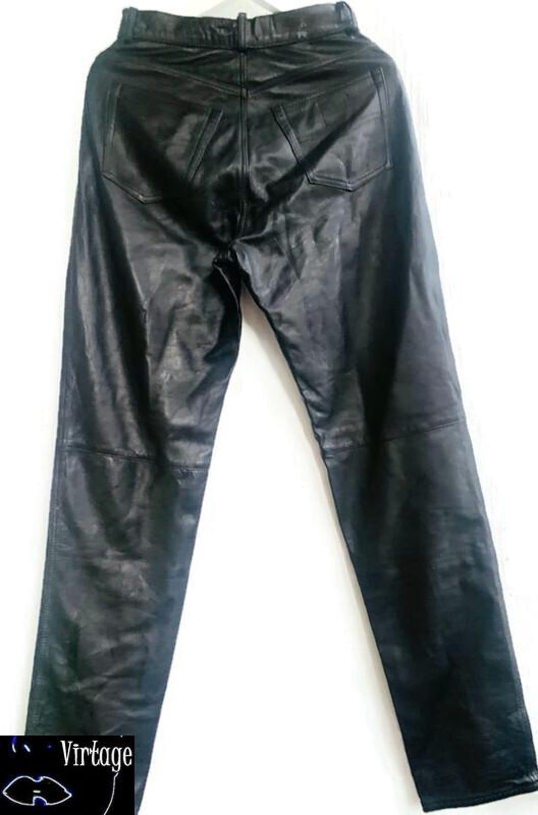 80s 90s Pants Leather High Waist Size S-m - Etsy