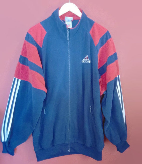 vintage 90's blue and burgundy adidas track jacket