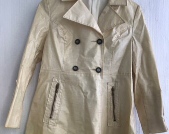 Manteau des années 70 imperméable blanc ivoire ceinturé veste femme en coton ciré 36 xs