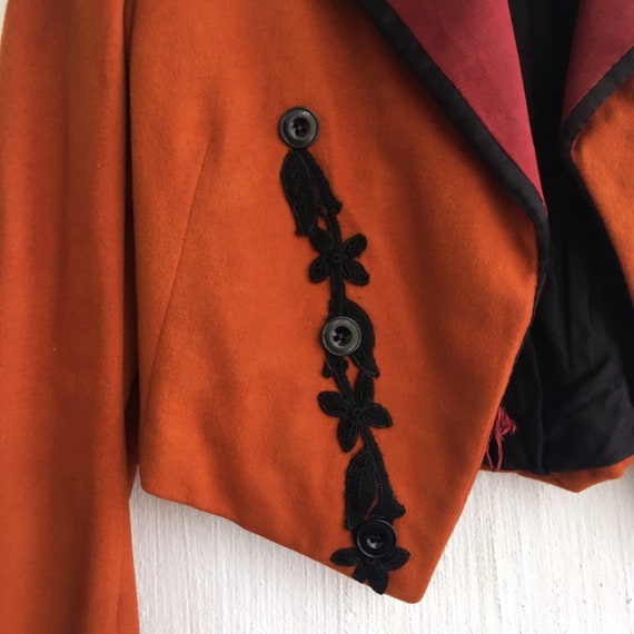Jacket crop terra-cotta Victorian  black embroide… - image 3
