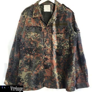 90s Jacket camo German army shirt compact army jacket Original German army field shirt jacket military  Flecktarn combat shirt size s-m