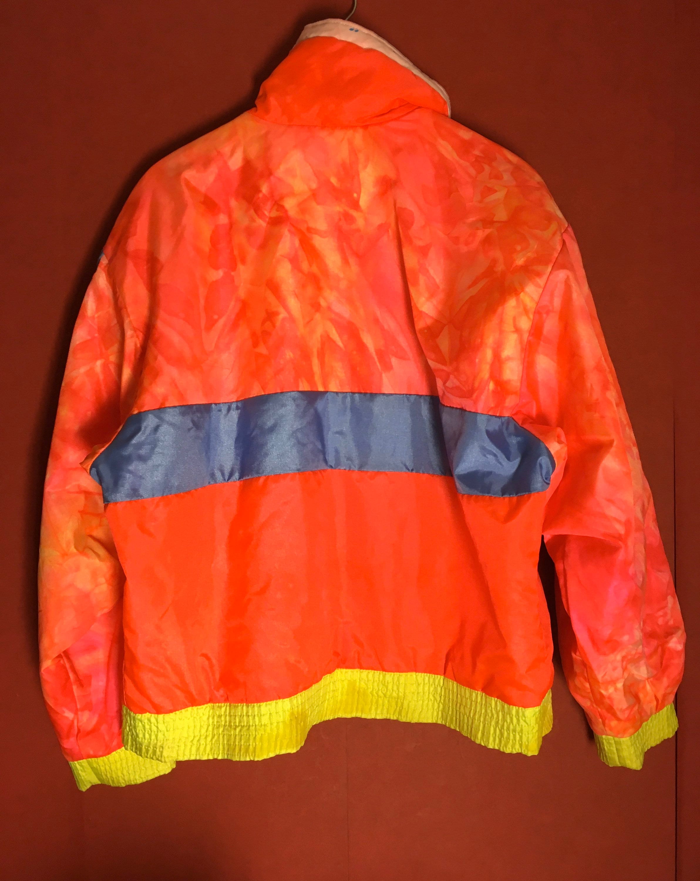 90s Windbreaker Neoncolors Yellow Orange Blue White