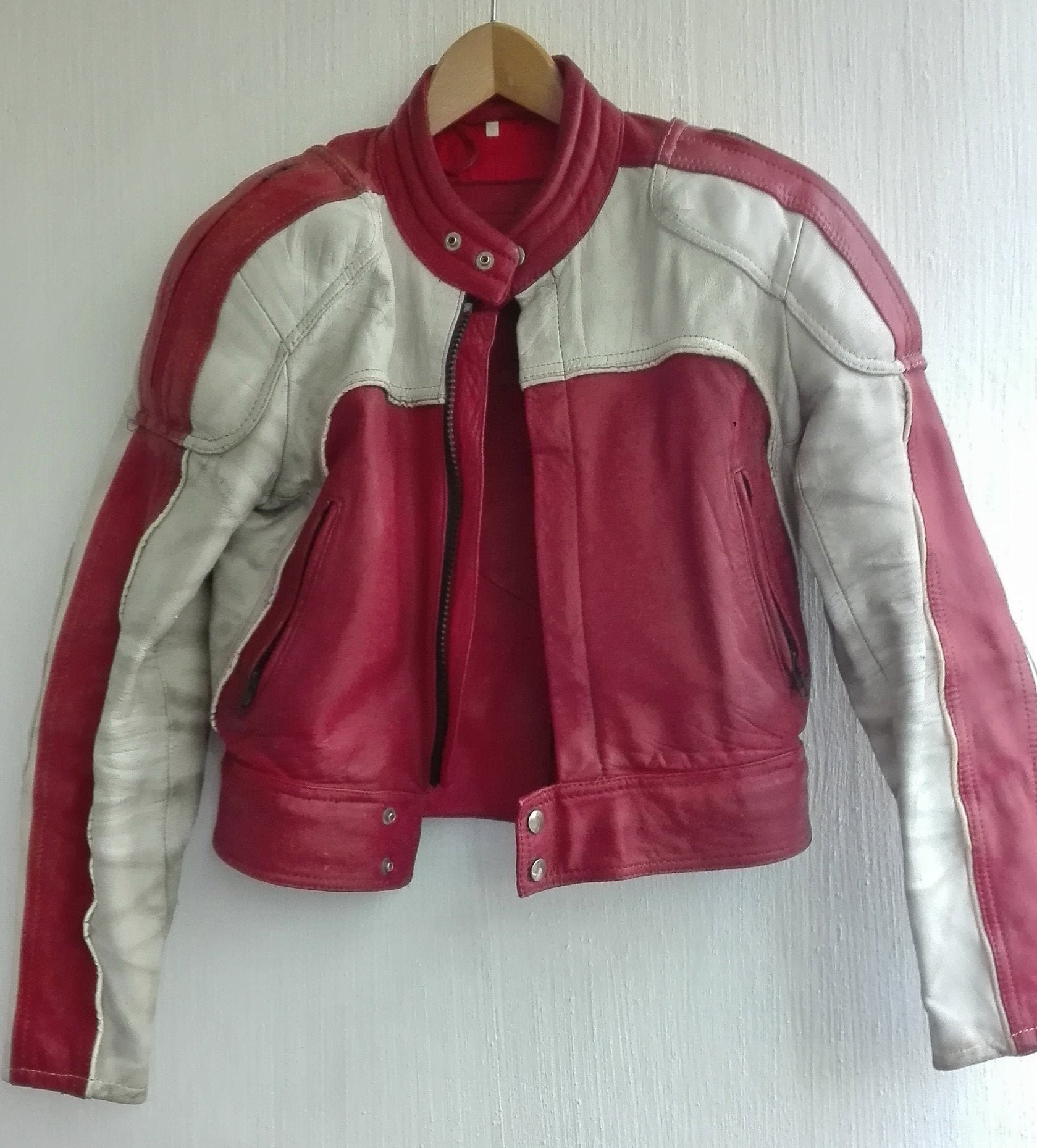 80s white leather jacket