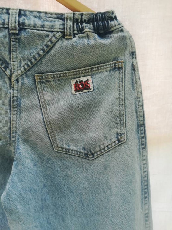 80s90s jeans washed blue  high waist W32 elastica… - image 2