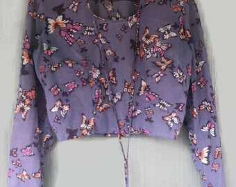 90s Butterfly jacket and maxiskirt outfit  lilac size s