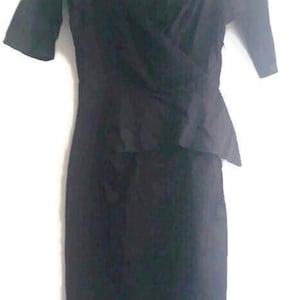 50s dress deep V neck pleated  wiggle dress size xs 36