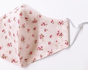 PINK Floral Face Mask with Filter Pockets for Kids & Adult. Reusable. Washable. Ready to Ship