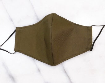 Classic Army OLIVE GREEN Face Mask with Filter Pockets for Kids & Adult. Reusable. Washable. Ready to Ship