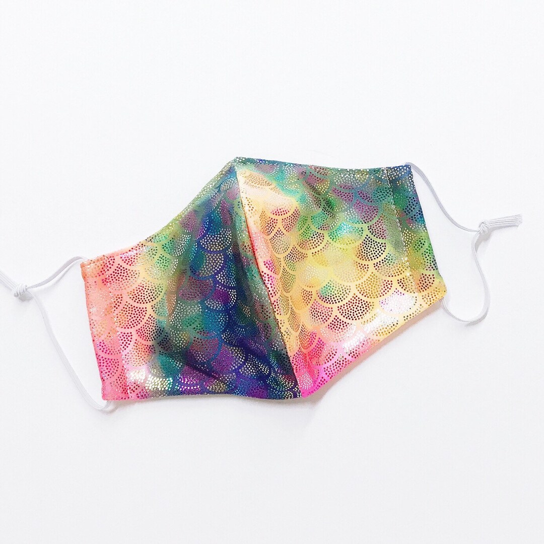 Metallic Mermaid Rainbow Shiny Face Mask for Kids. Reusable. Etsy