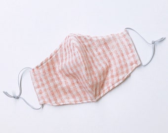 PINK GINGHAM Face Mask with Filter Pockets for Kids & Adult. Reusable. Washable. Ready to Ship