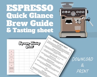 Guía rápida de preparación de espresso definitiva y seguimiento de degustación / Descarga instantánea / Tamaño carta PDF imprimible