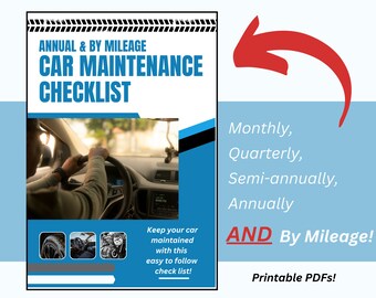 Lista de verificación de mantenimiento del automóvil anual y por kilometraje / Cuidado del automóvil fácil de seguir