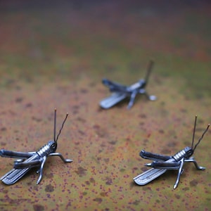 Grasshopper Sculpture, Made and ready to ship, Recycled Art, Repurposed, Scrap Metal Art, Metal Insect image 1