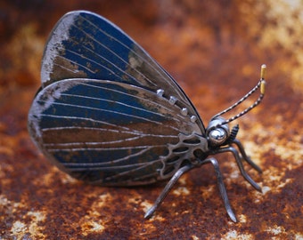 Holly Blue Butterfly (6")  Scrap Metal Sculpture, Unique Art Work, Reclaimed