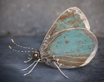Holly Blue Butterfly (6&quot;)  Scrap Metal Sculpture, Unique Art Work, Reclaimed