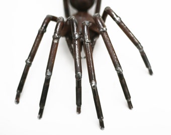 Scrap Metal Sculpture of a Tube Web Spider