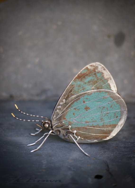 Holly Blue Butterfly (6")  Scrap Metal Sculpture, Unique Art Work, Reclaimed