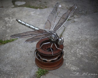 Large Dragonfly Sculpture, Metal Dragonfly, Scrap Metal Sculpture