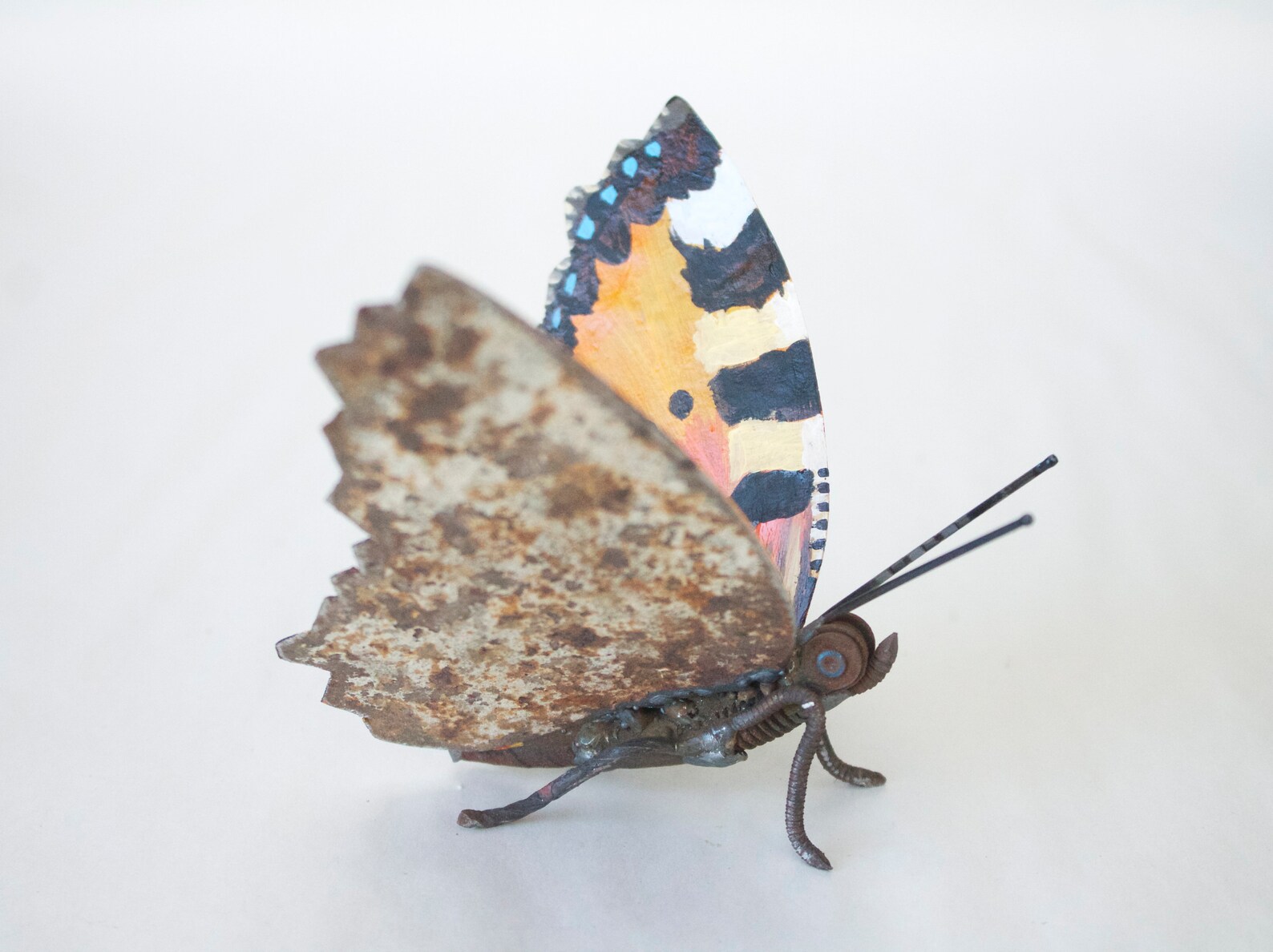 Metal Butterfly Sculpture Scrap Metal Small Tortoiseshell Etsy