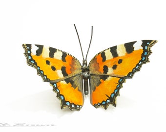 Metal Butterfly Sculpture, Scrap Metal, Small Tortoiseshell Butterfly, Oil Painted Butterfly, Original Artwork.