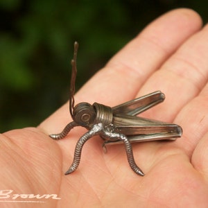 Grasshopper Sculpture, Made and ready to ship, Recycled Art, Repurposed, Scrap Metal Art, Metal Insect image 2